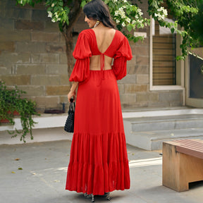 Kristina Red long Dress