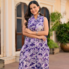 purple cotton printed kurta set