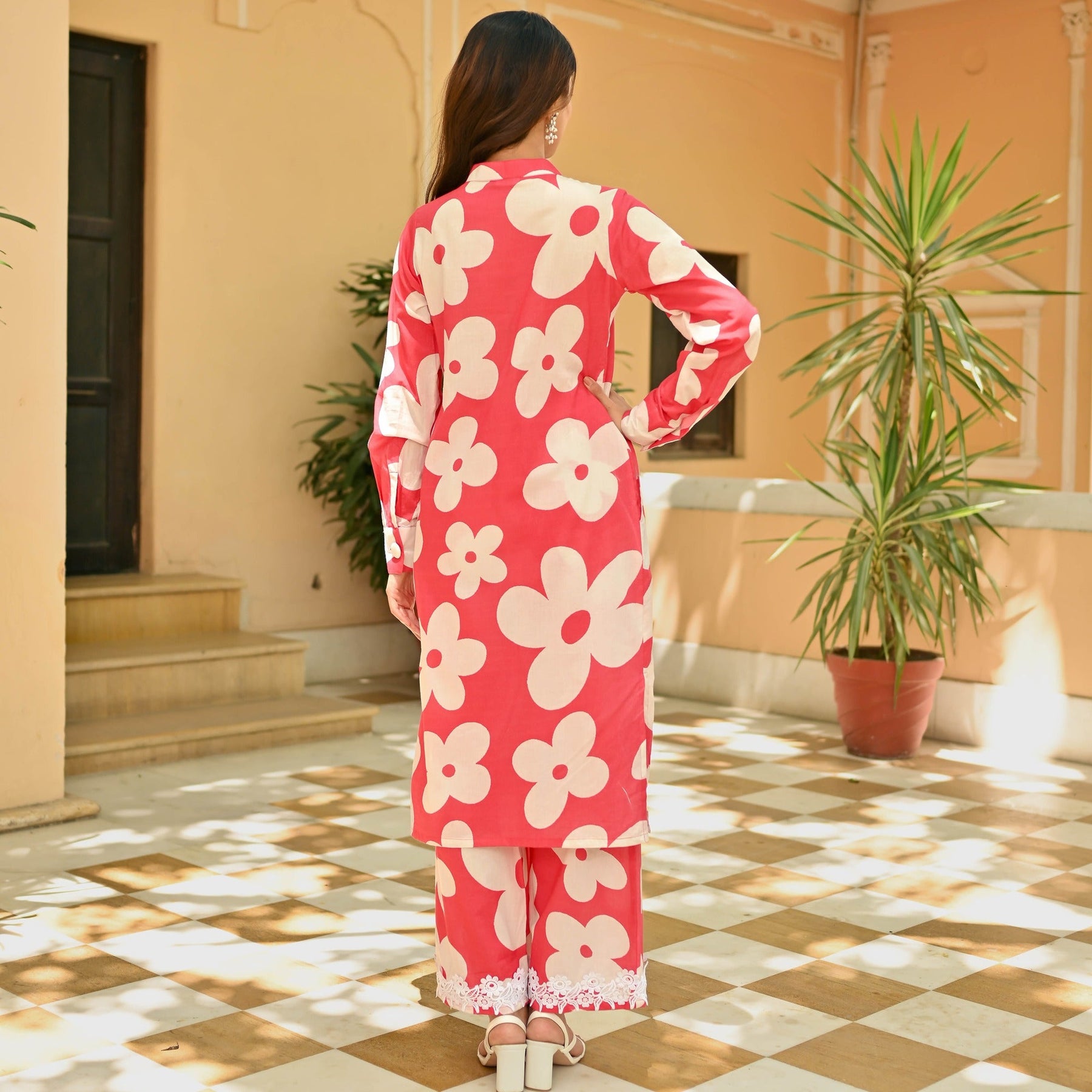 Rani Pink Printed Cotton Suit Set