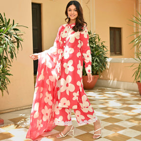 Rani Pink Printed Cotton Suit Set