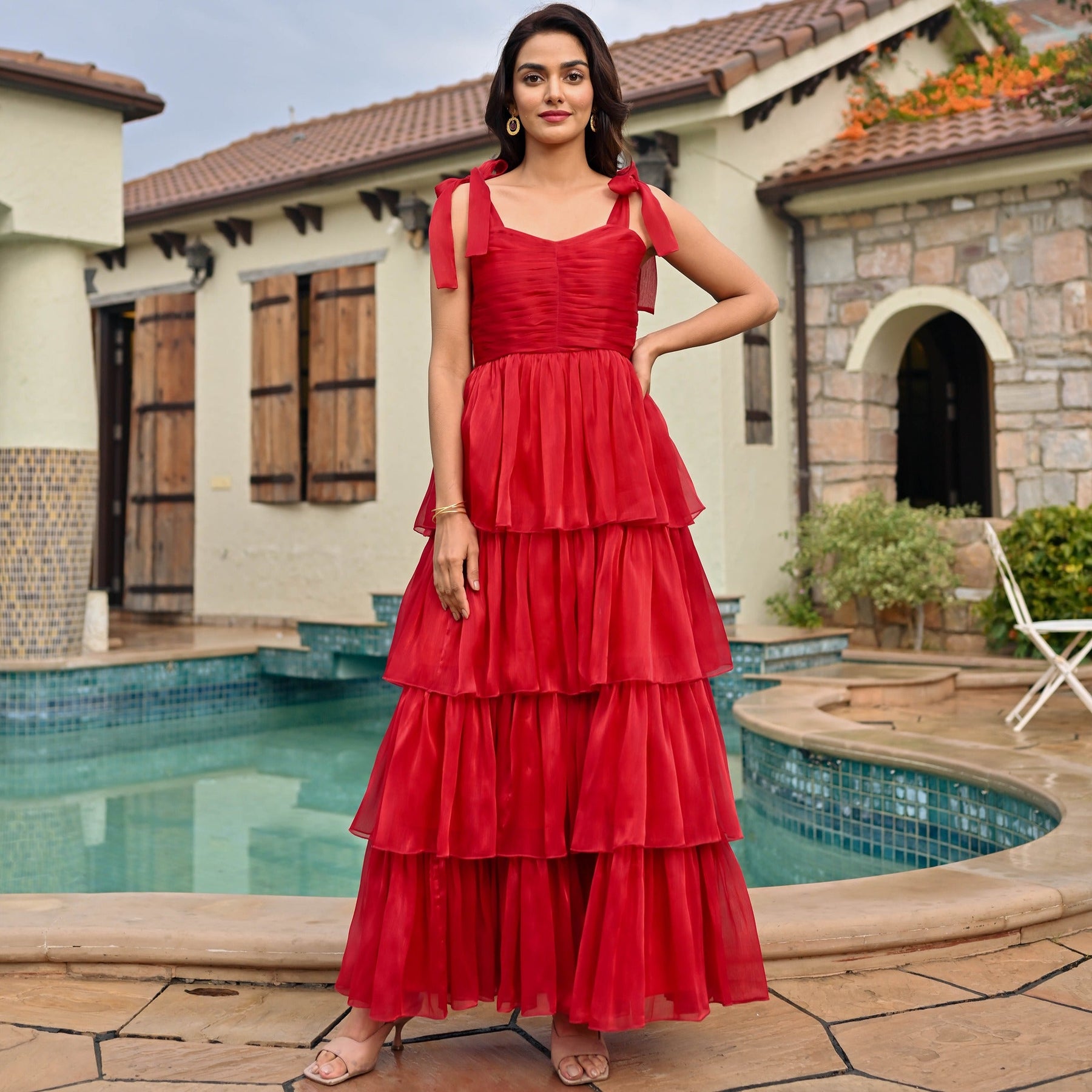 Amica Red Tier Dress