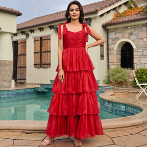 Amica Red Tier Dress