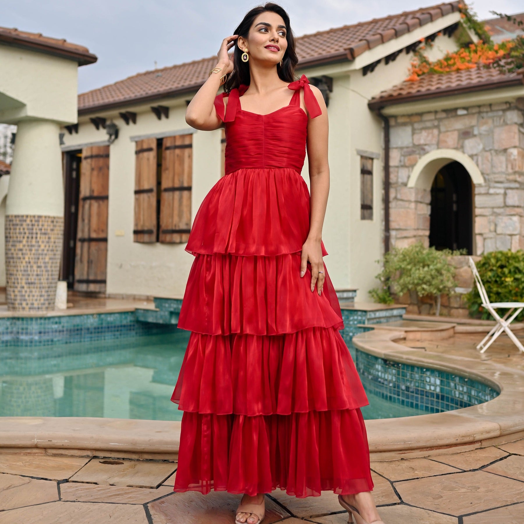 Amica Red Tier Dress