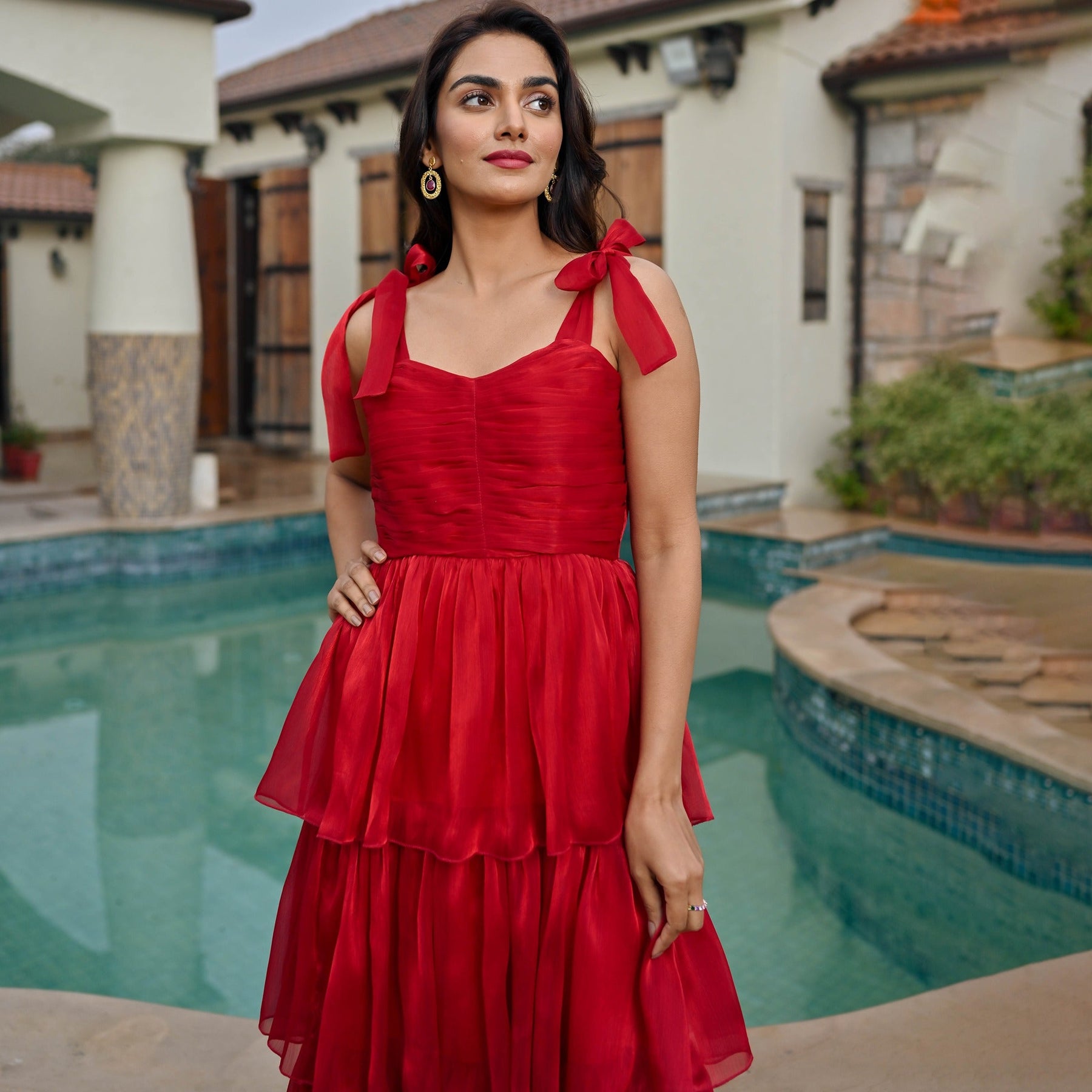 Amica Red Tier Dress