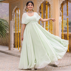 SEA GREEN MUKAISH LONG GOWN