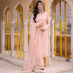 PEACH STRAIGHT KURTA SET