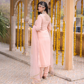 PEACH STRAIGHT KURTA SET