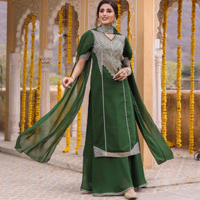 HINA GREEN KURTA SHARARA SET