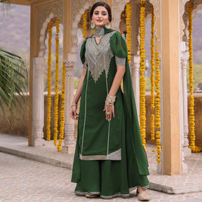 HINA GREEN KURTA SHARARA SET