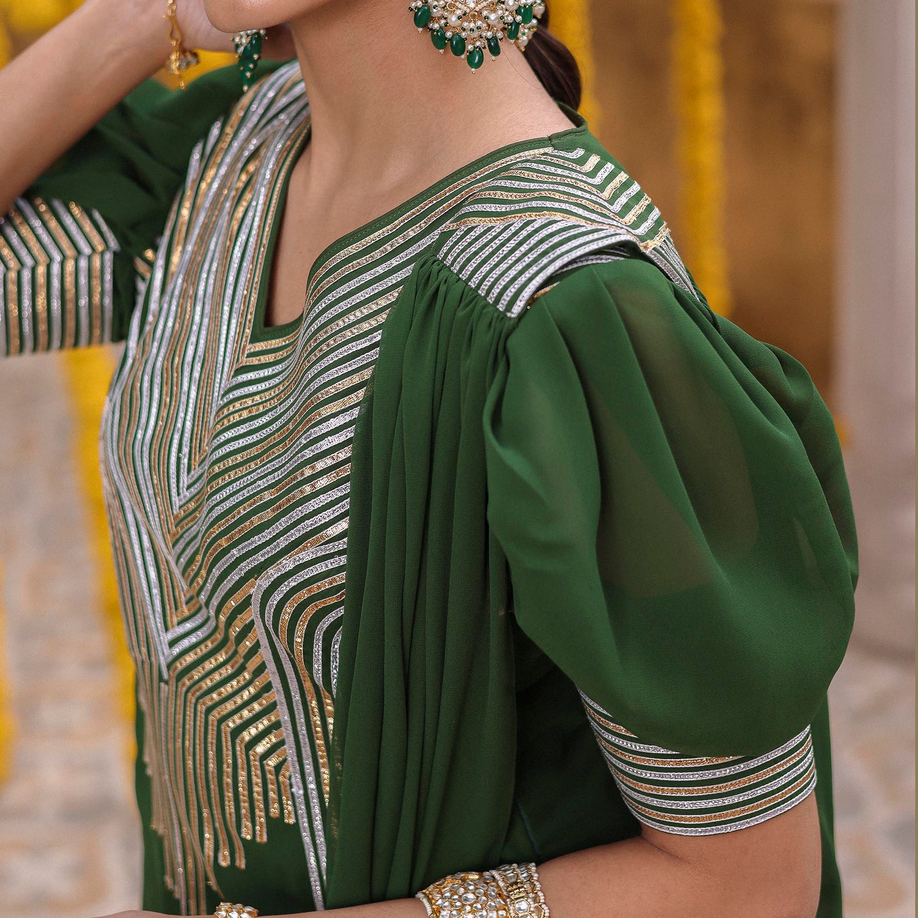 HINA GREEN KURTA SHARARA SET