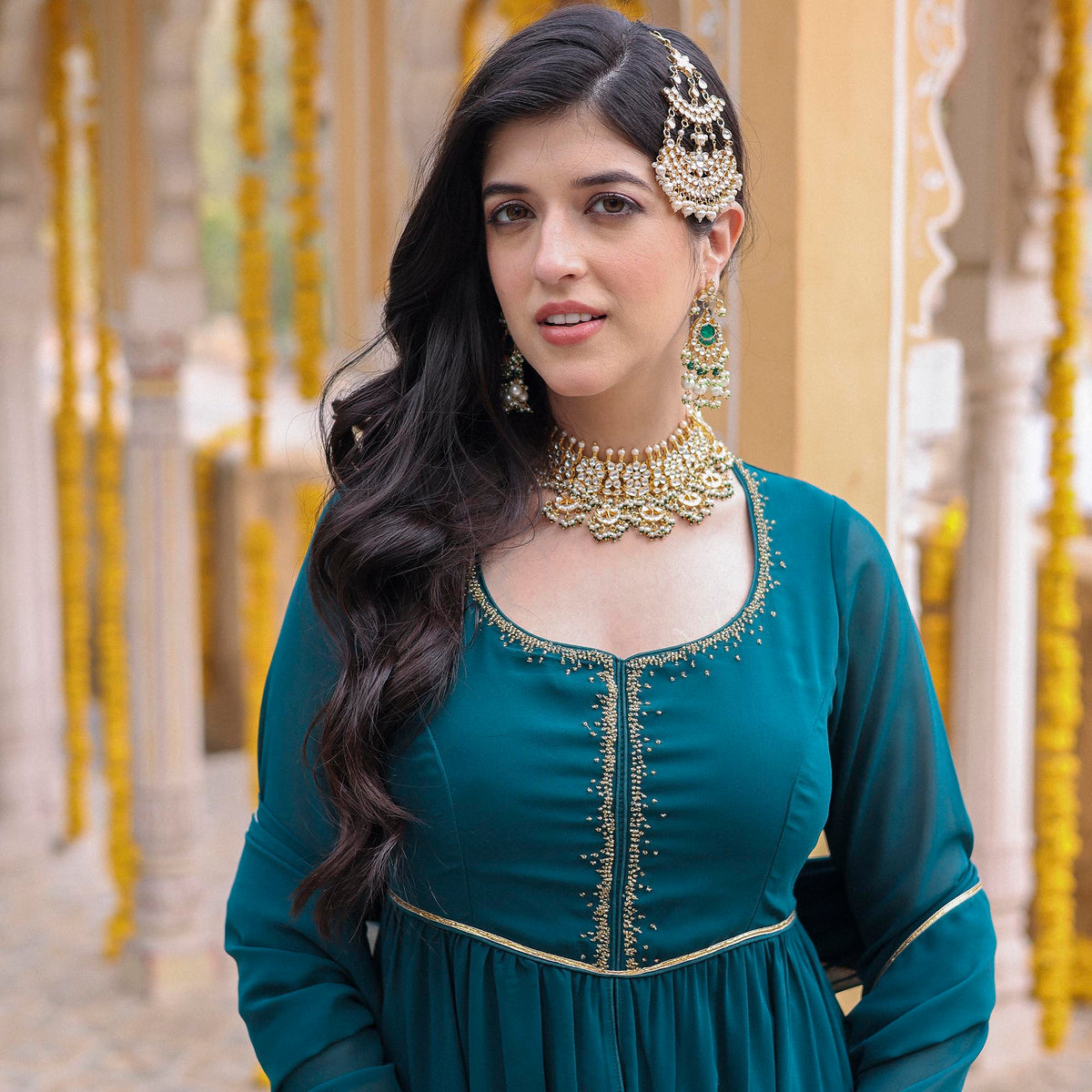 TEAL GREEN ANARKALI SET