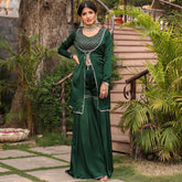 BOTTLE GREEN SHARARA SET