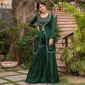 BOTTLE GREEN SHARARA SET