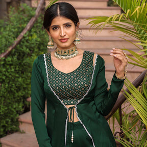 BOTTLE GREEN SHARARA SET