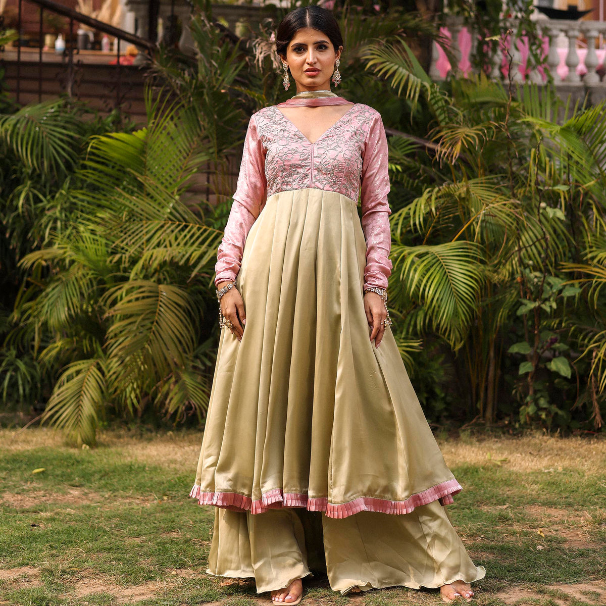 PINK DABKA ANARKALI SET