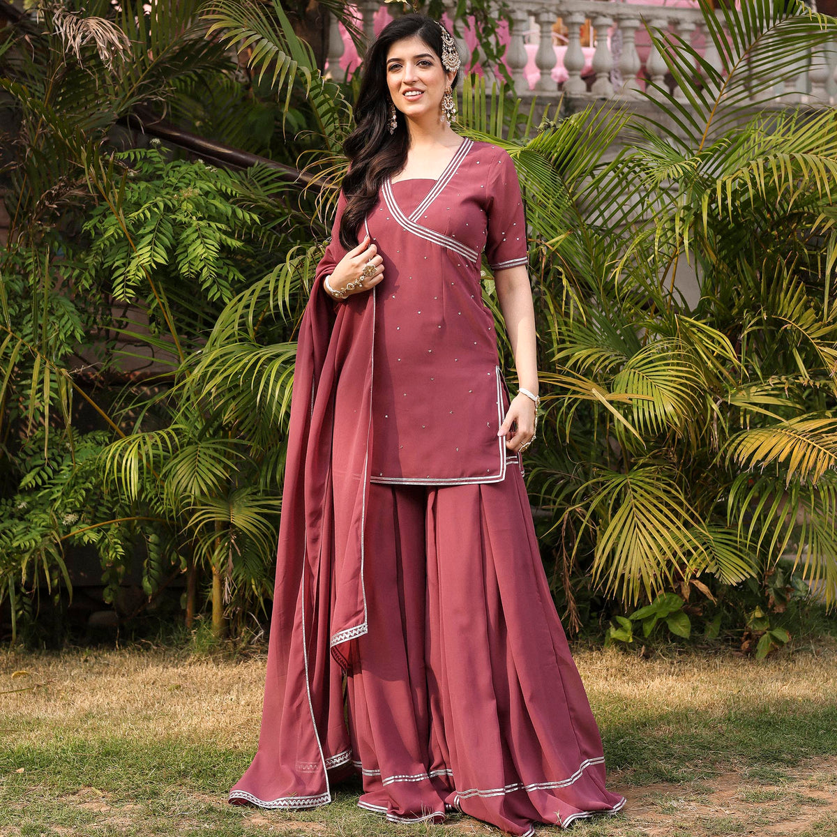 ONION PINK KURTA SHARARA SET