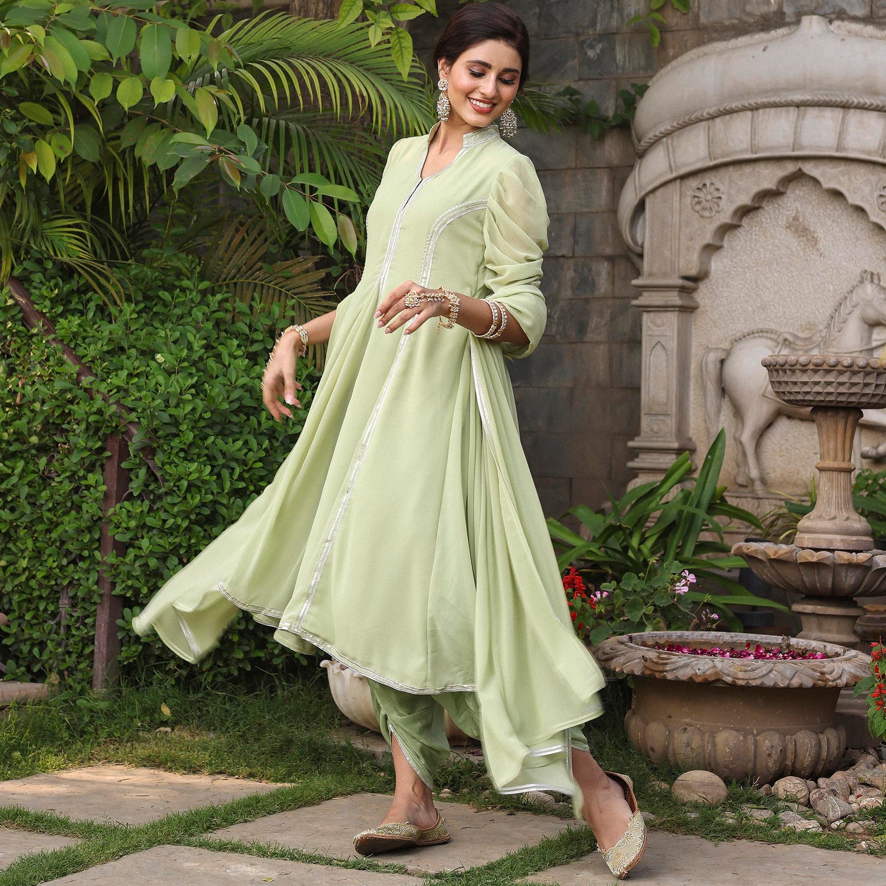 PISTA GREEN KURTA DHOTI SET