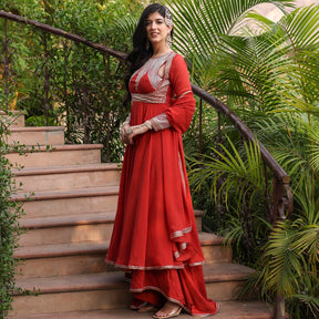 RUSTY RED ANARKALI SET