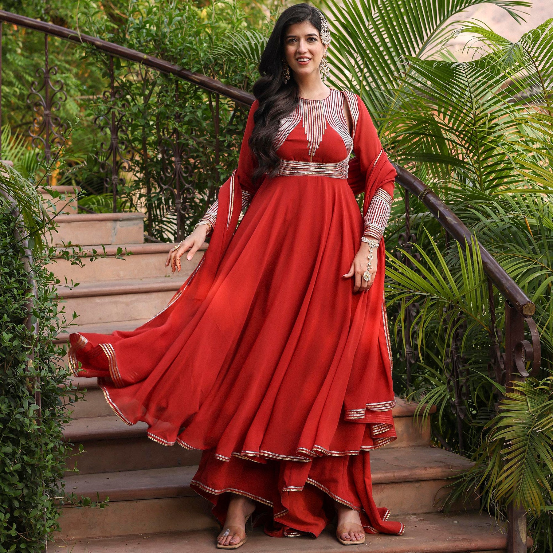 RUSTY RED ANARKALI SET