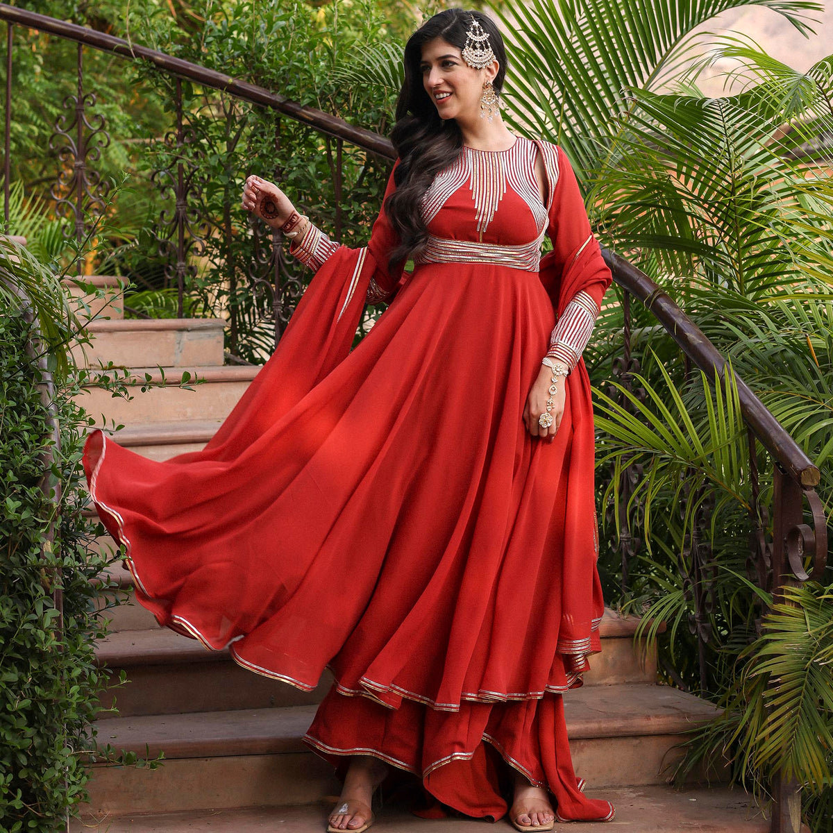 RUSTY RED ANARKALI SET