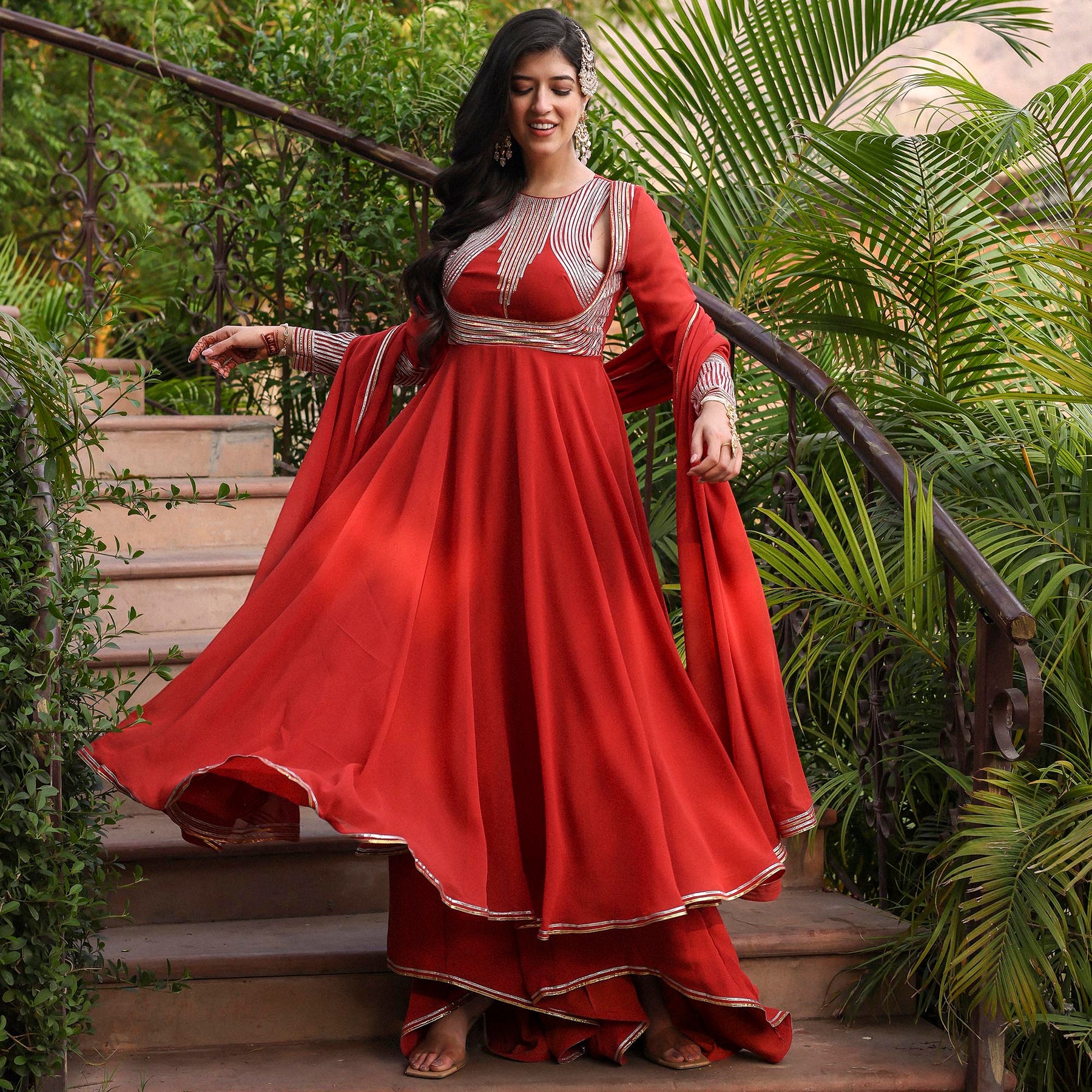 RUSTY RED ANARKALI SET