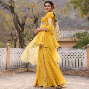 MUSTARD PEPLUM GHARARA SET