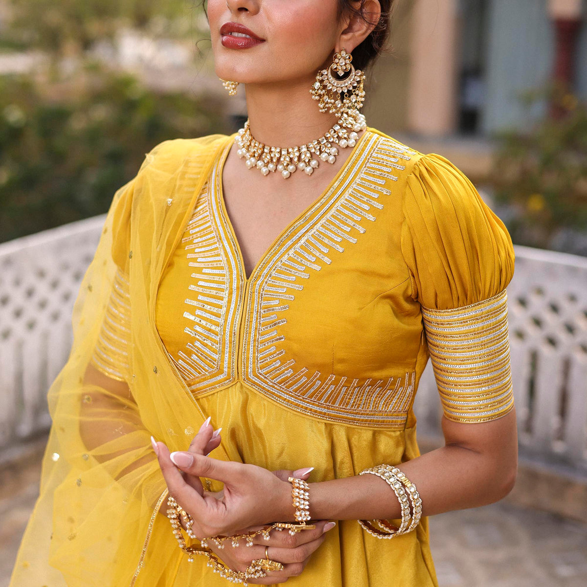 MUSTARD PEPLUM GHARARA SET