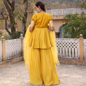 MUSTARD PEPLUM GHARARA SET