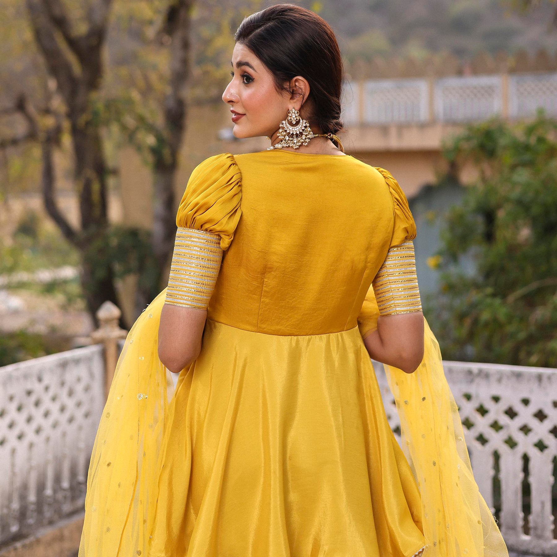 MUSTARD PEPLUM GHARARA SET