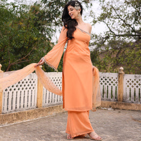 PEACH ONE SHOULDER KURTA SET