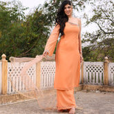 PEACH ONE SHOULDER KURTA SET