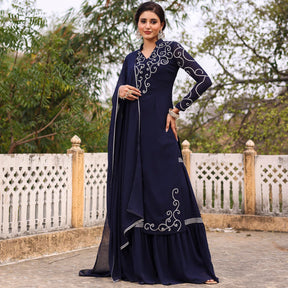 NAVY BLUE KURTA SHARARA SET