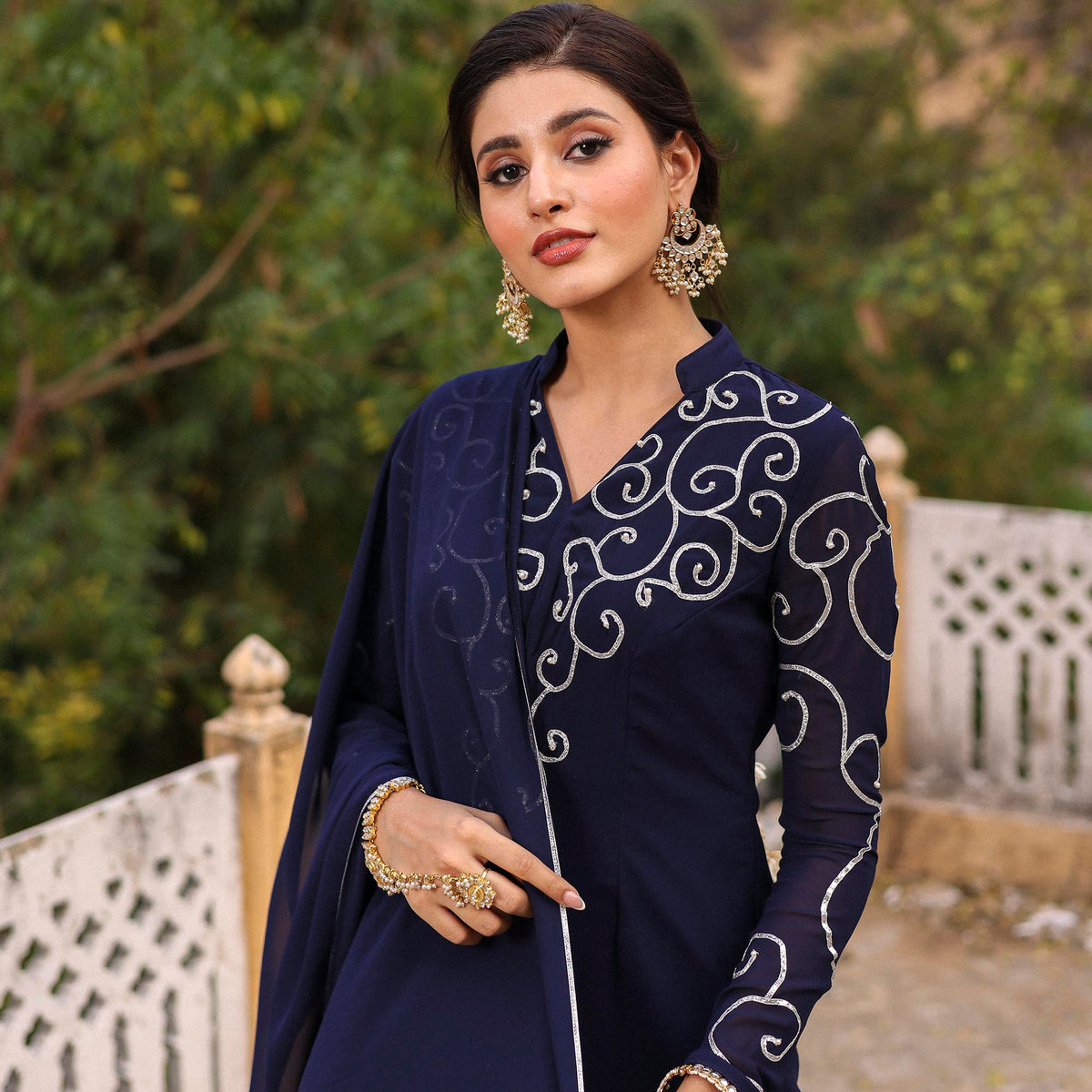 NAVY BLUE KURTA SHARARA SET