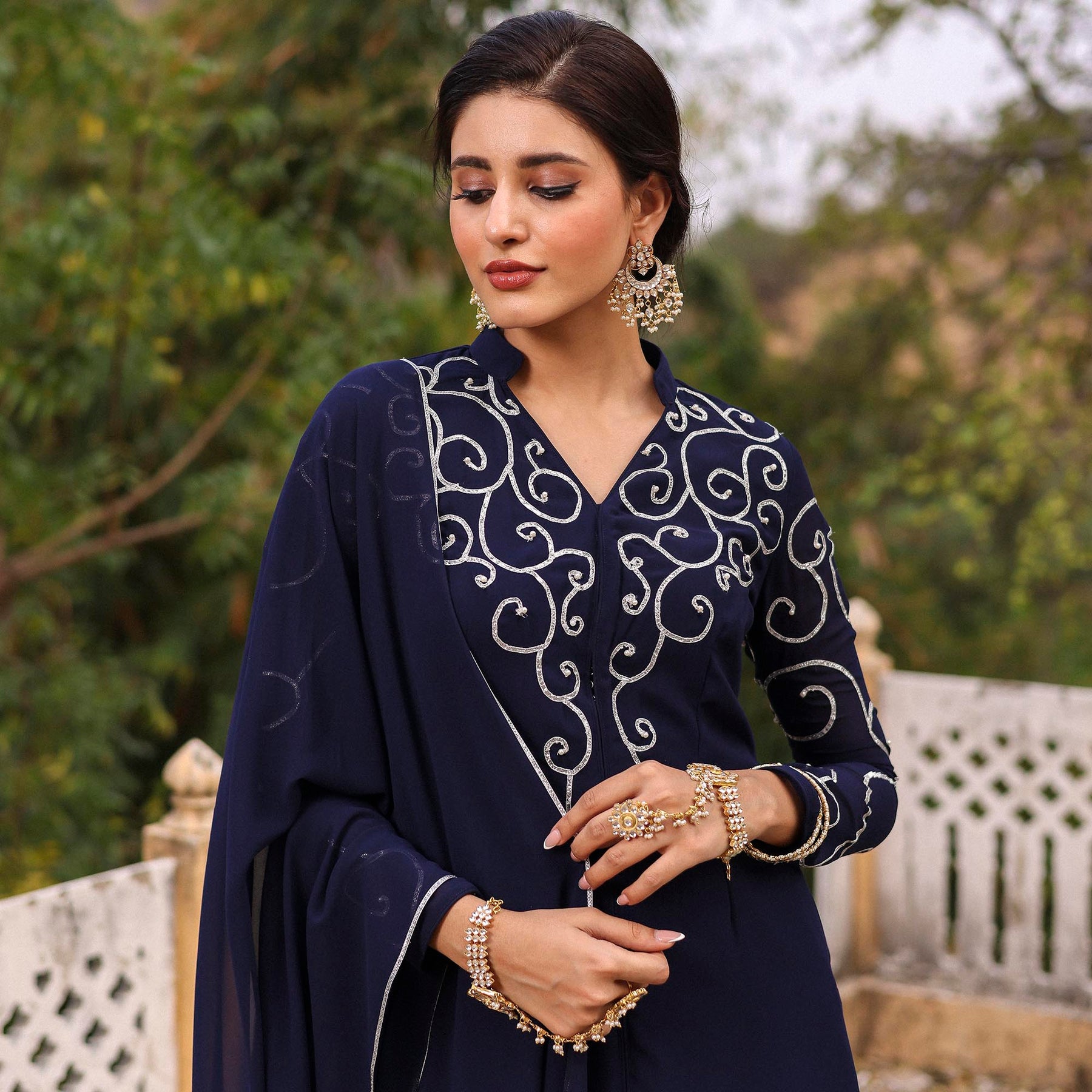 NAVY BLUE KURTA SHARARA SET