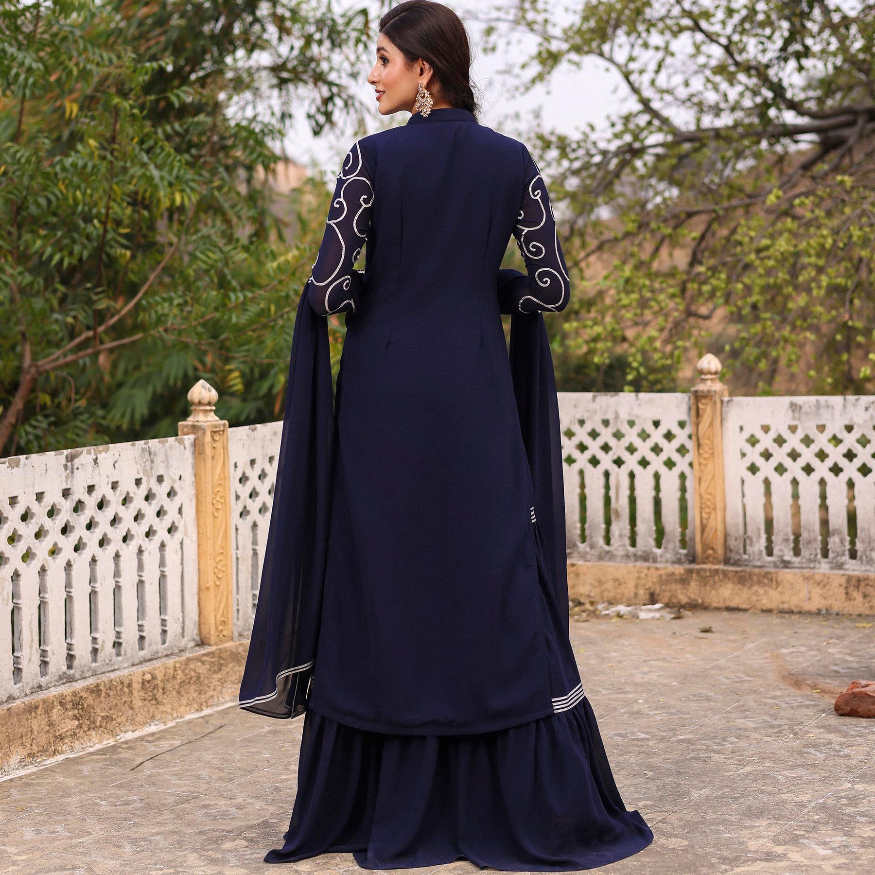 NAVY BLUE KURTA SHARARA SET