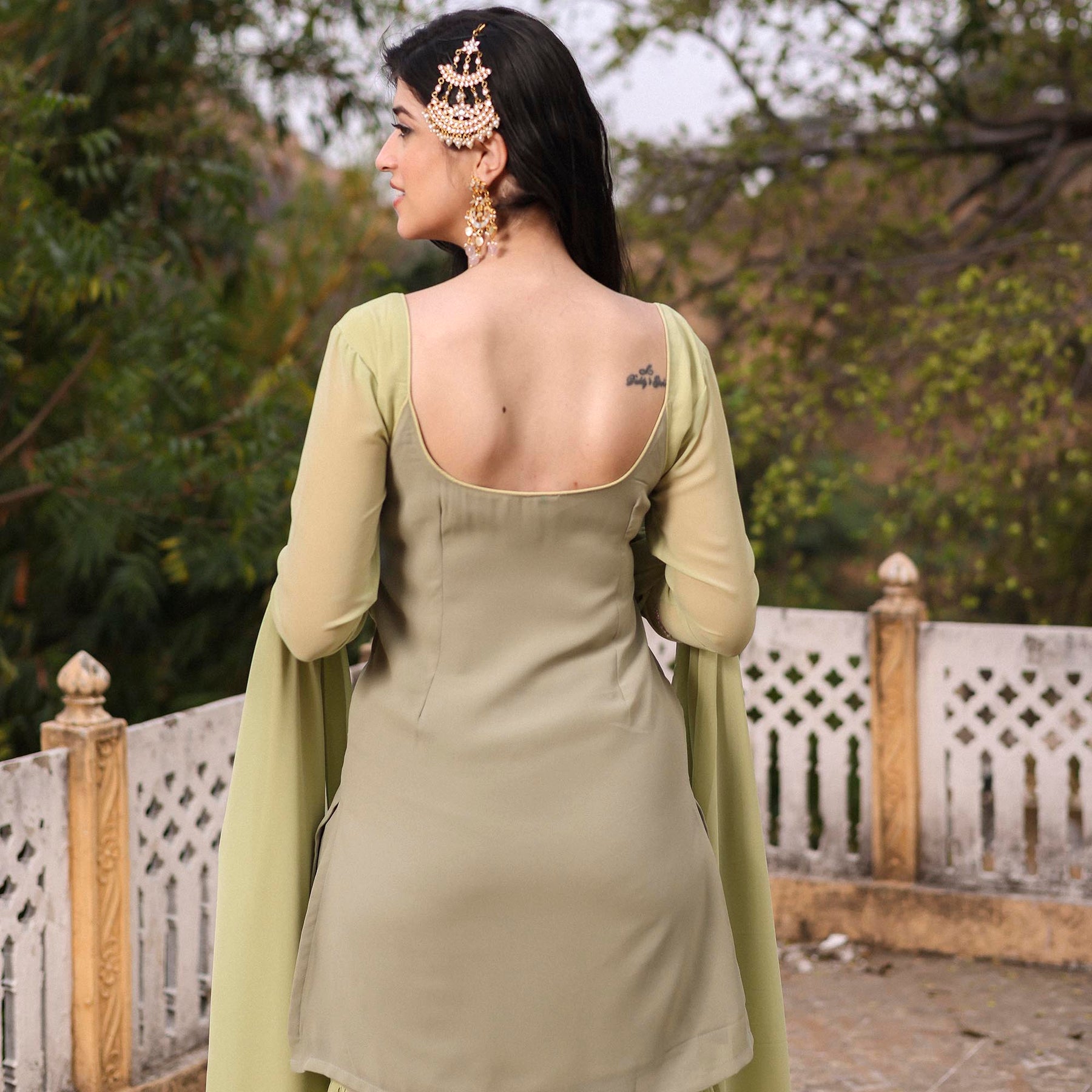 LIGHT GREEN GHARARA SET