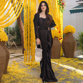 Black Pleated Pre-Draped Saree