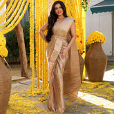 Gold Pleated Pre-Draped Saree