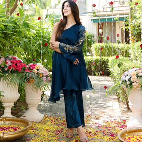 Peacock Green Kurta and Bootcut Pant