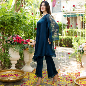 Peacock Green Kurta and Bootcut Pant