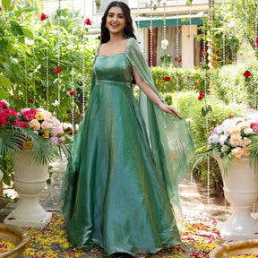 Green Embroidered Gown