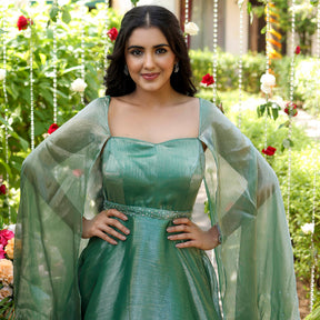 Green Embroidered Gown