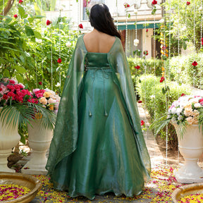 Green Embroidered Gown