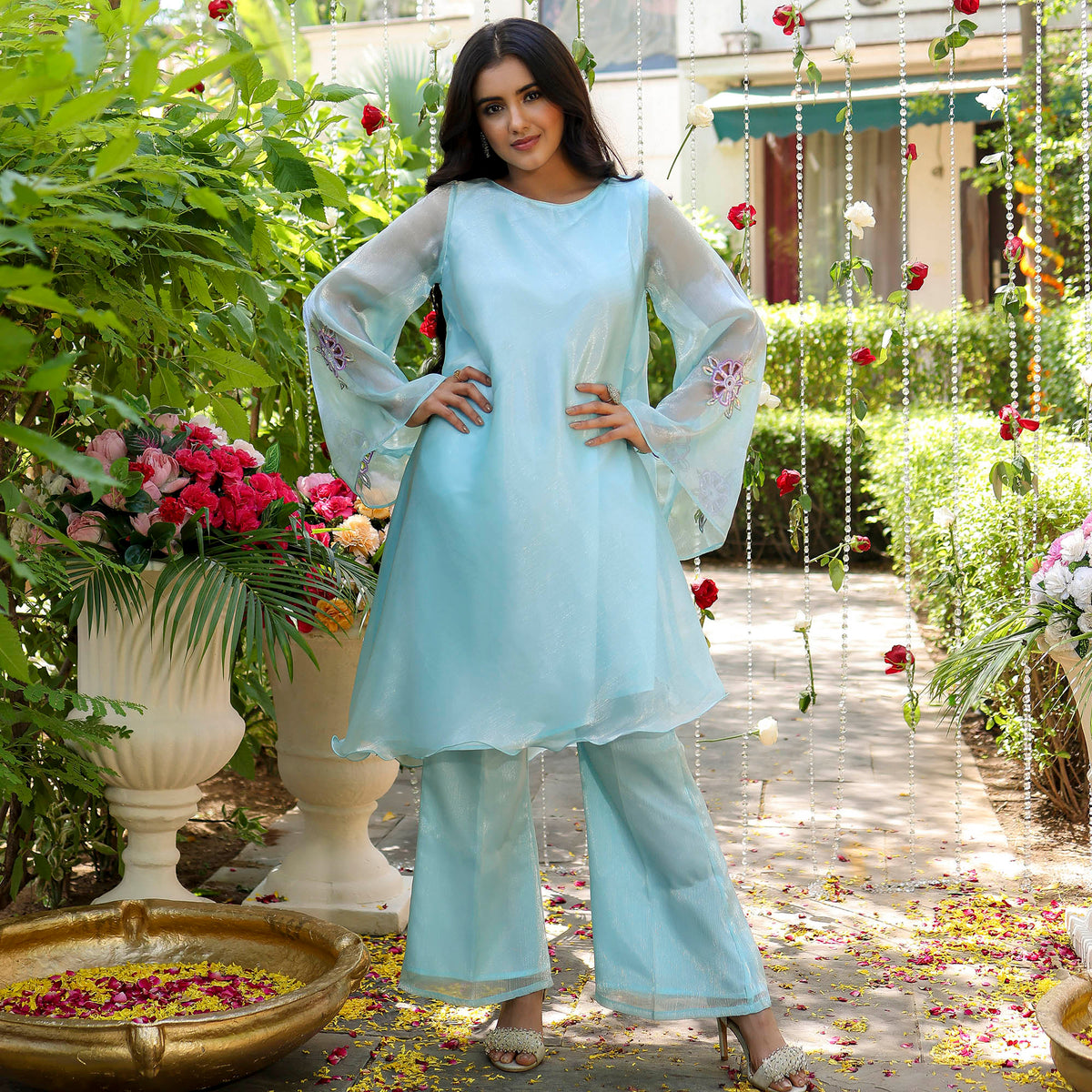 Blue Kurta And Bootcut Pant