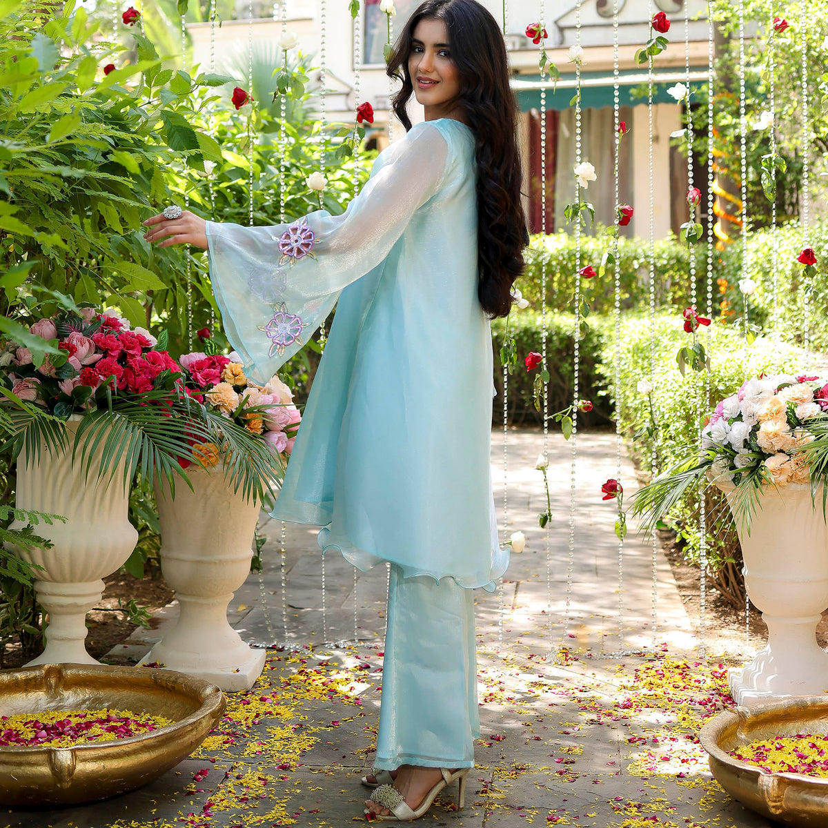 Blue Kurta And Bootcut Pant