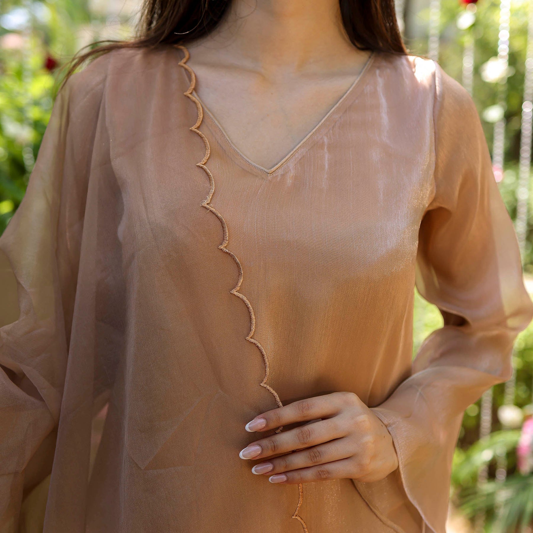 Brown Embroidered Kurta Set