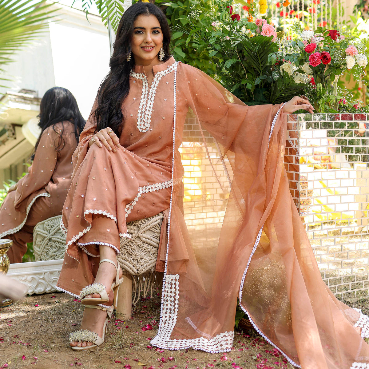 Brown Mirror Kurta Set