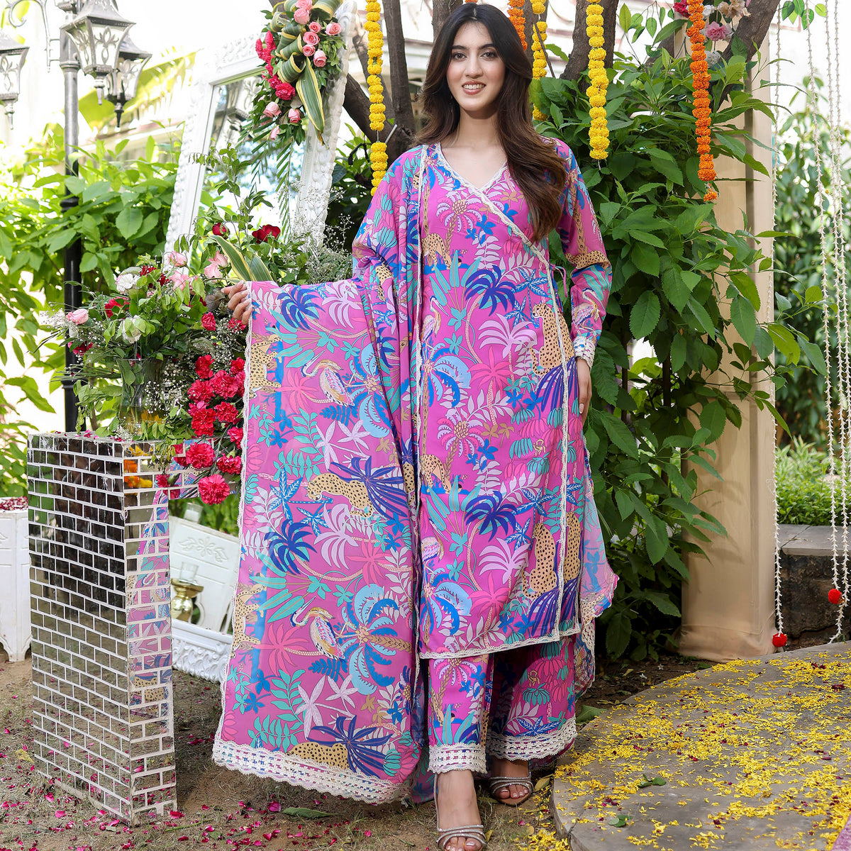 Pink Printed Kurta Set