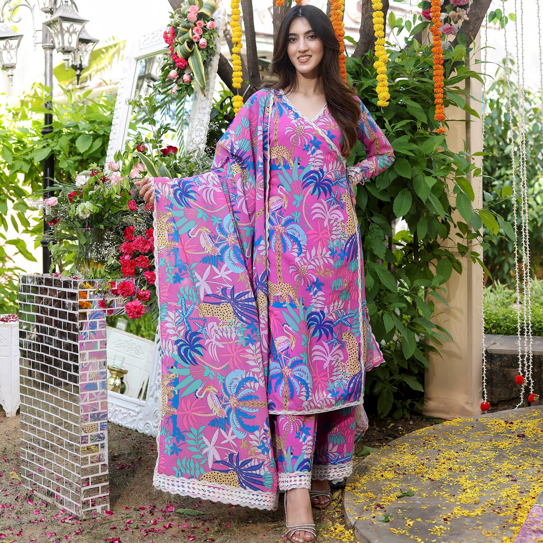 Pink Printed Kurta Set