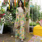 Yellow Kaftan Printed Set